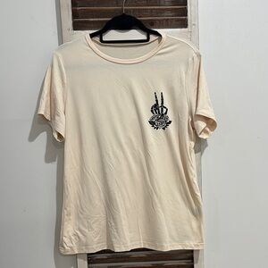Cream Short Sleeve Tee with Black Graphic